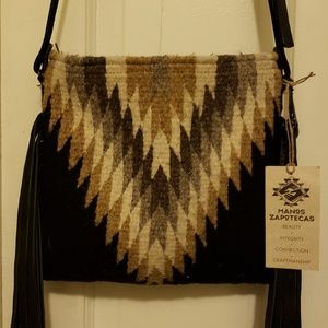 Serape fringe crossbody bag